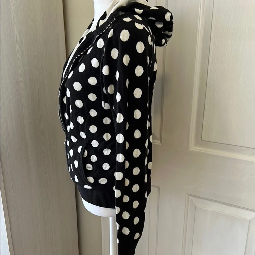 Liz Claiborne Black and White Polka Dot Hoodie Sz S